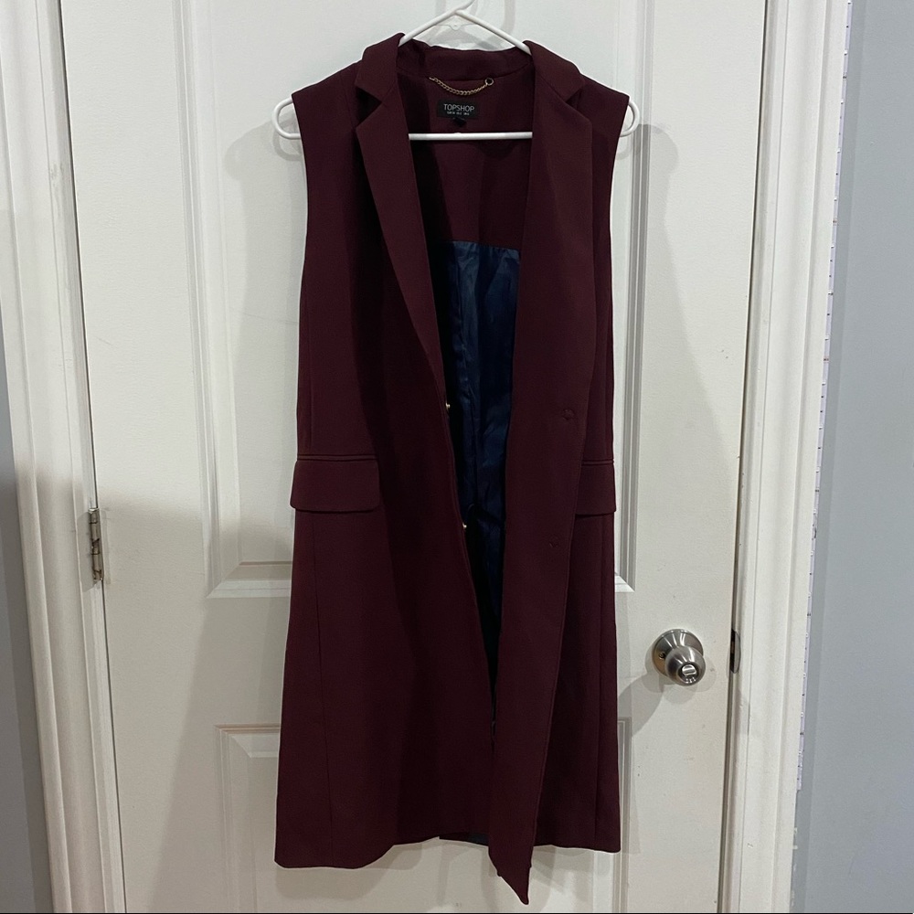 Burgundy belted vest - Picture 2 of 8